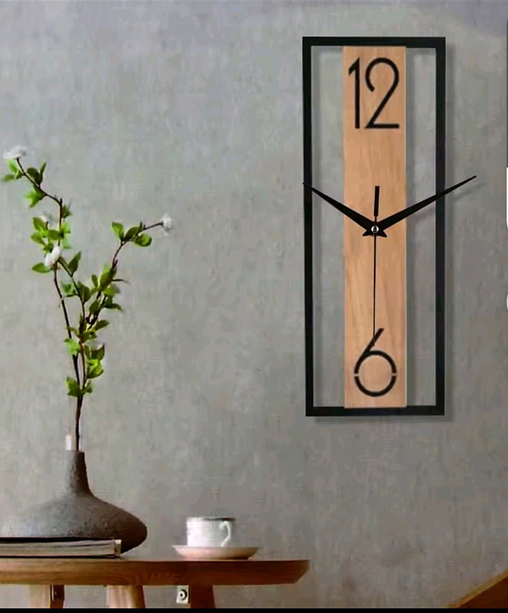 Rectangular wood grain wall clock