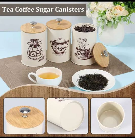 Sugar, Tea, Coffee canisters