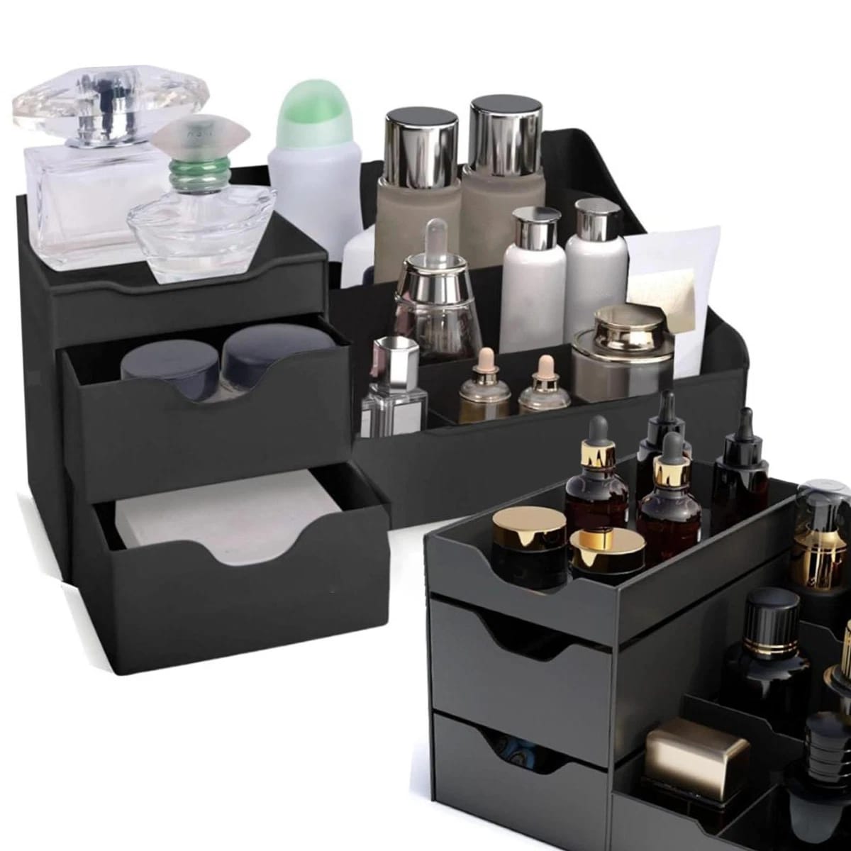 Black Multi-Compartment Cosmetic & Skincare Organizer