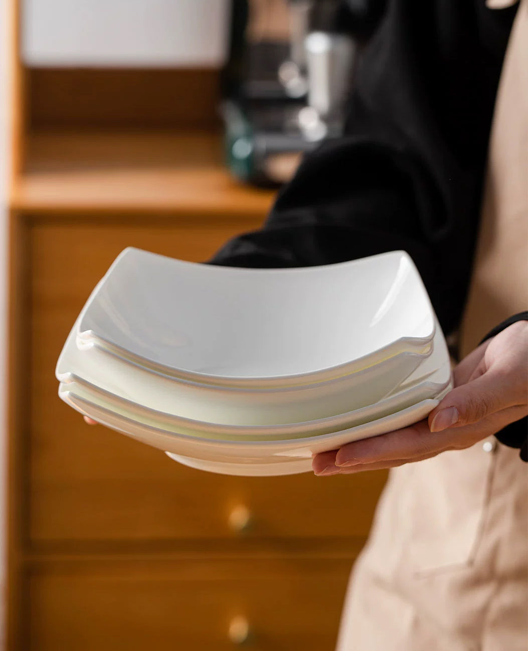 Bone chine square soup plate