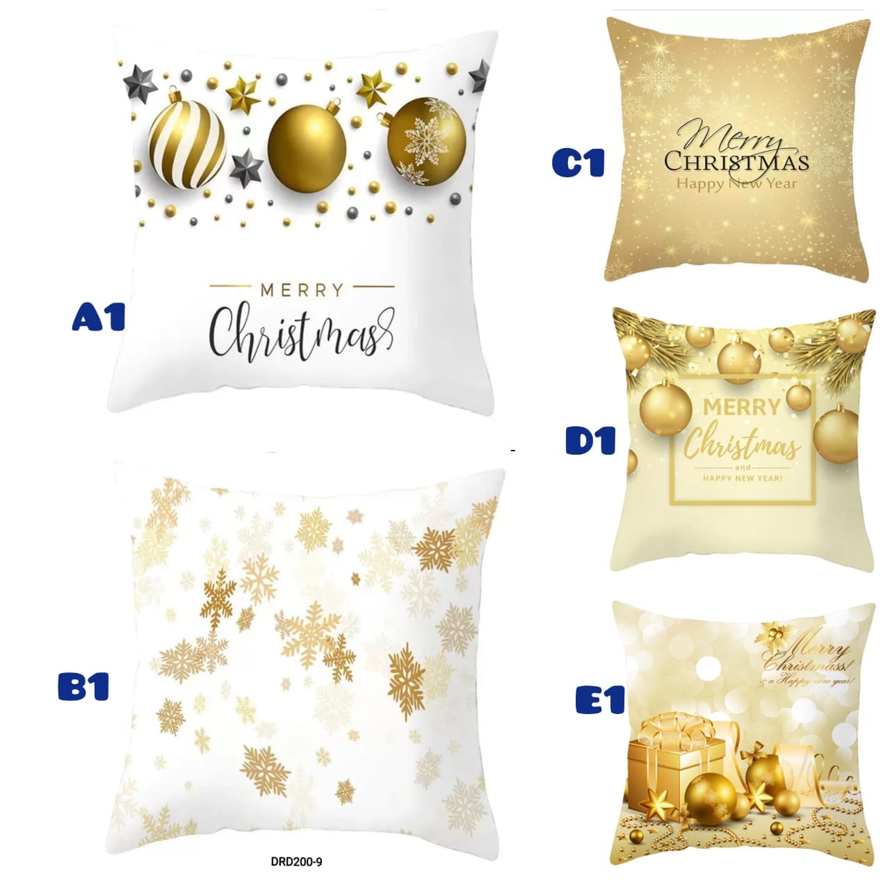 CHRISTMAS GOLD WHITE THROW PILLOW COVERS