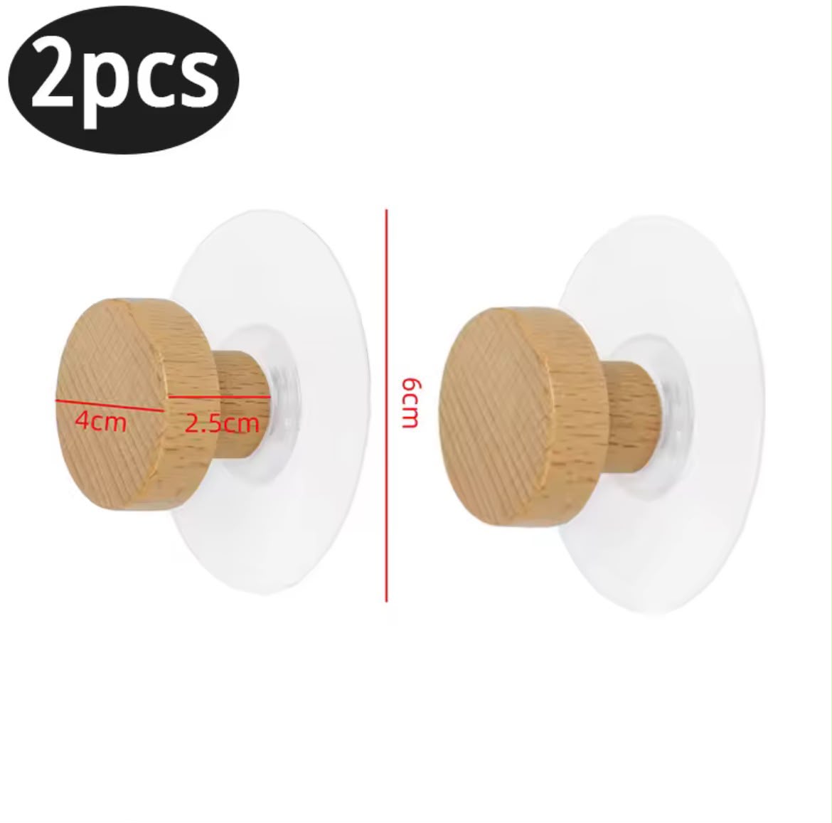 2pcs self Adhesive wooden wall hooks