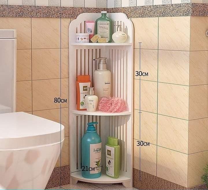 White Triangular  3 layer corner shelf