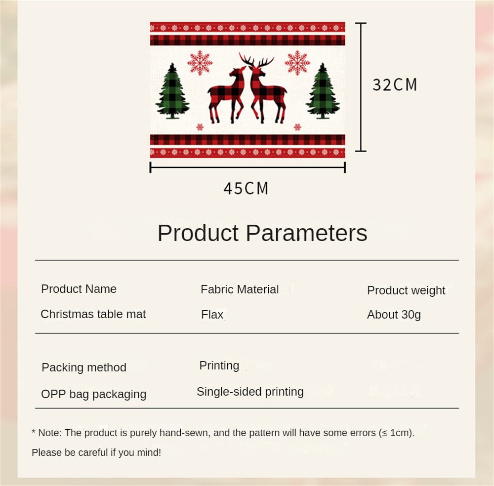 6pcs Christmas Placemats For Dining Table