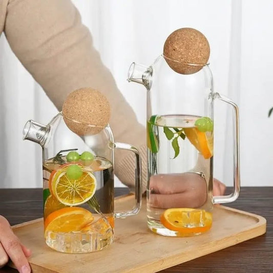 Glass Water Pitcher with Cork Lid