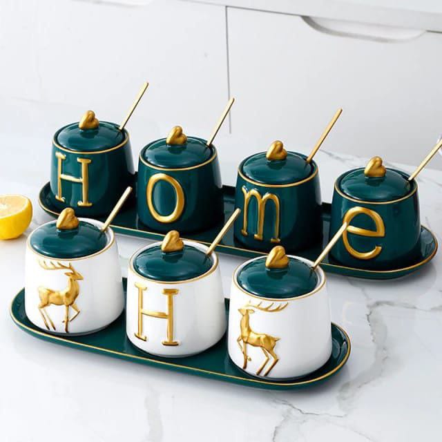 Luxurious sugar/spice dish set
