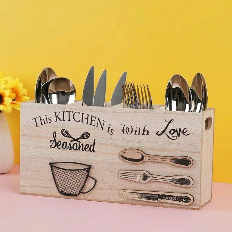 Wooden cutlery holder