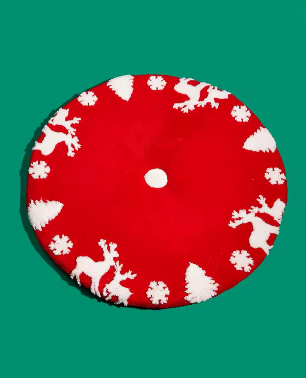 Snowflake Reindeer Christmas tree skirt available in size