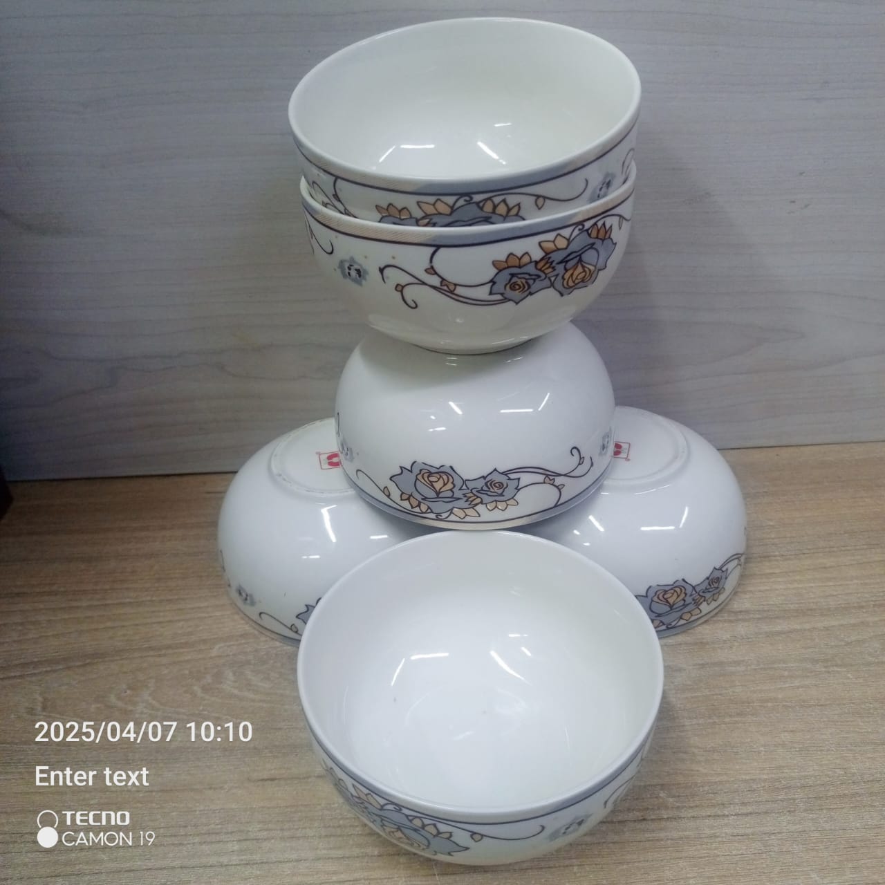 Ceramic flowered soup bowls