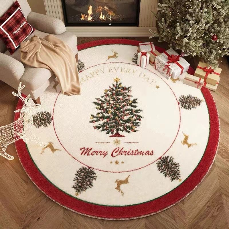 Christmas Circular Carpet Washable Anti Slip