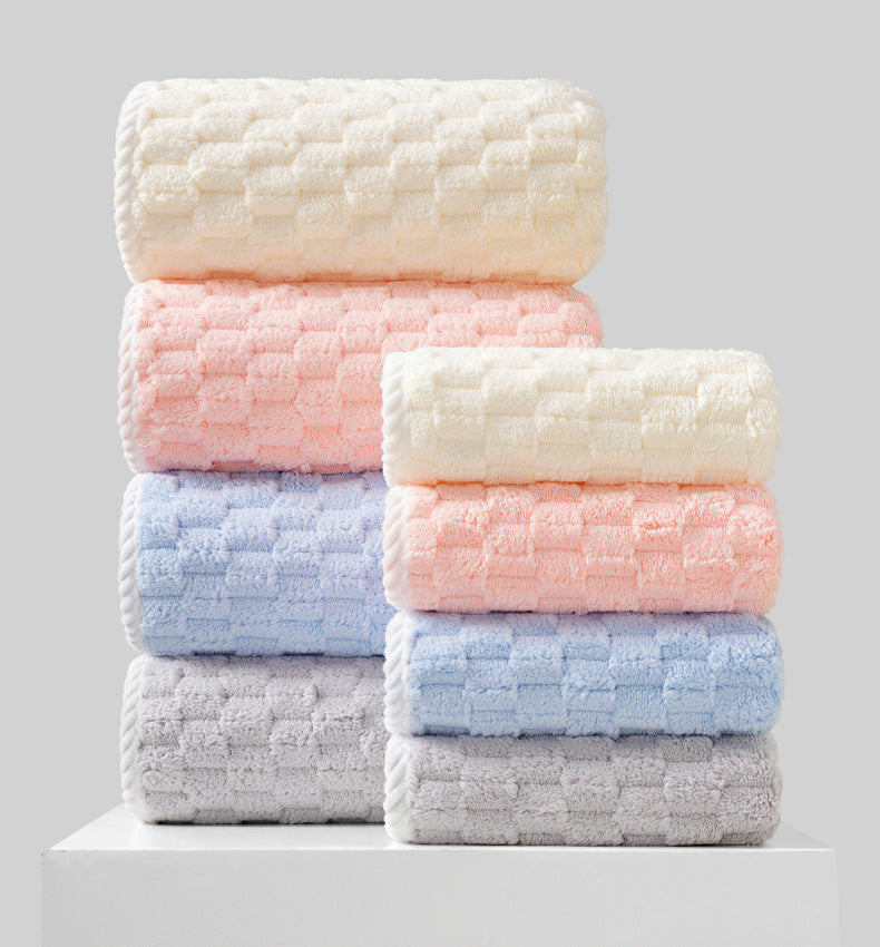 Quality high absorption Coral velvet Cloud grid Kitchen Hand towel