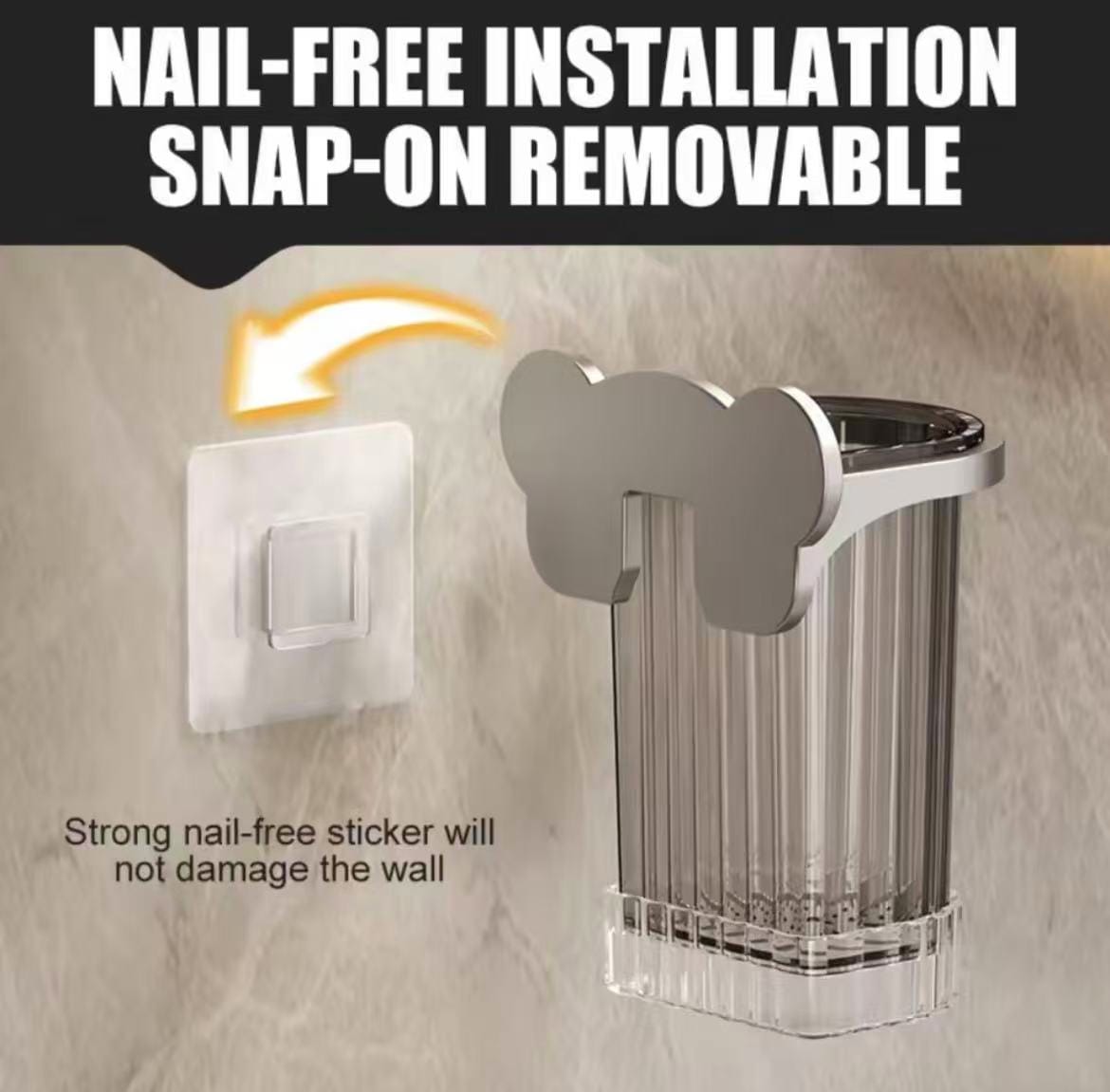 Wall Mount Toothbrush Holder & Bathroom Organizer