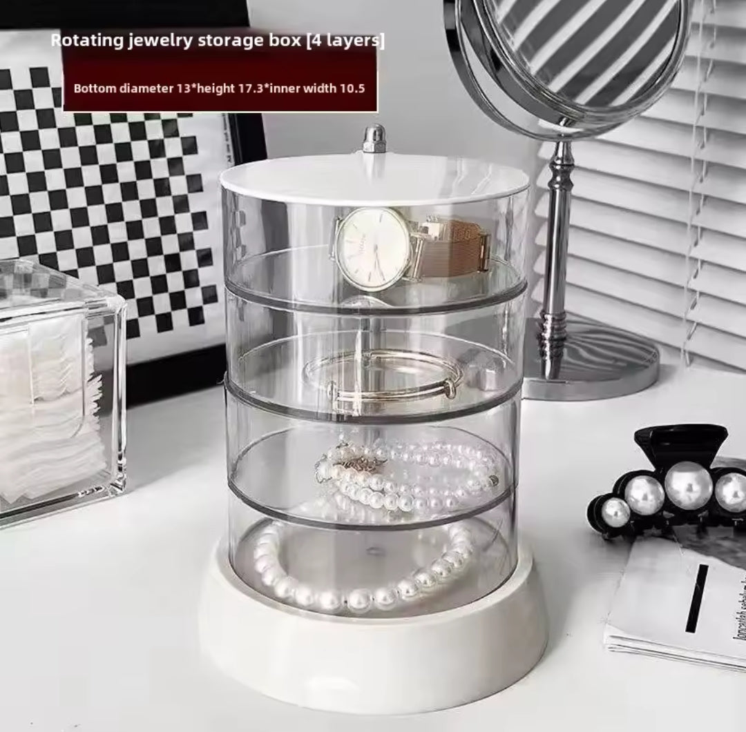 New in Clear sleak Rotating Jewelry Box
