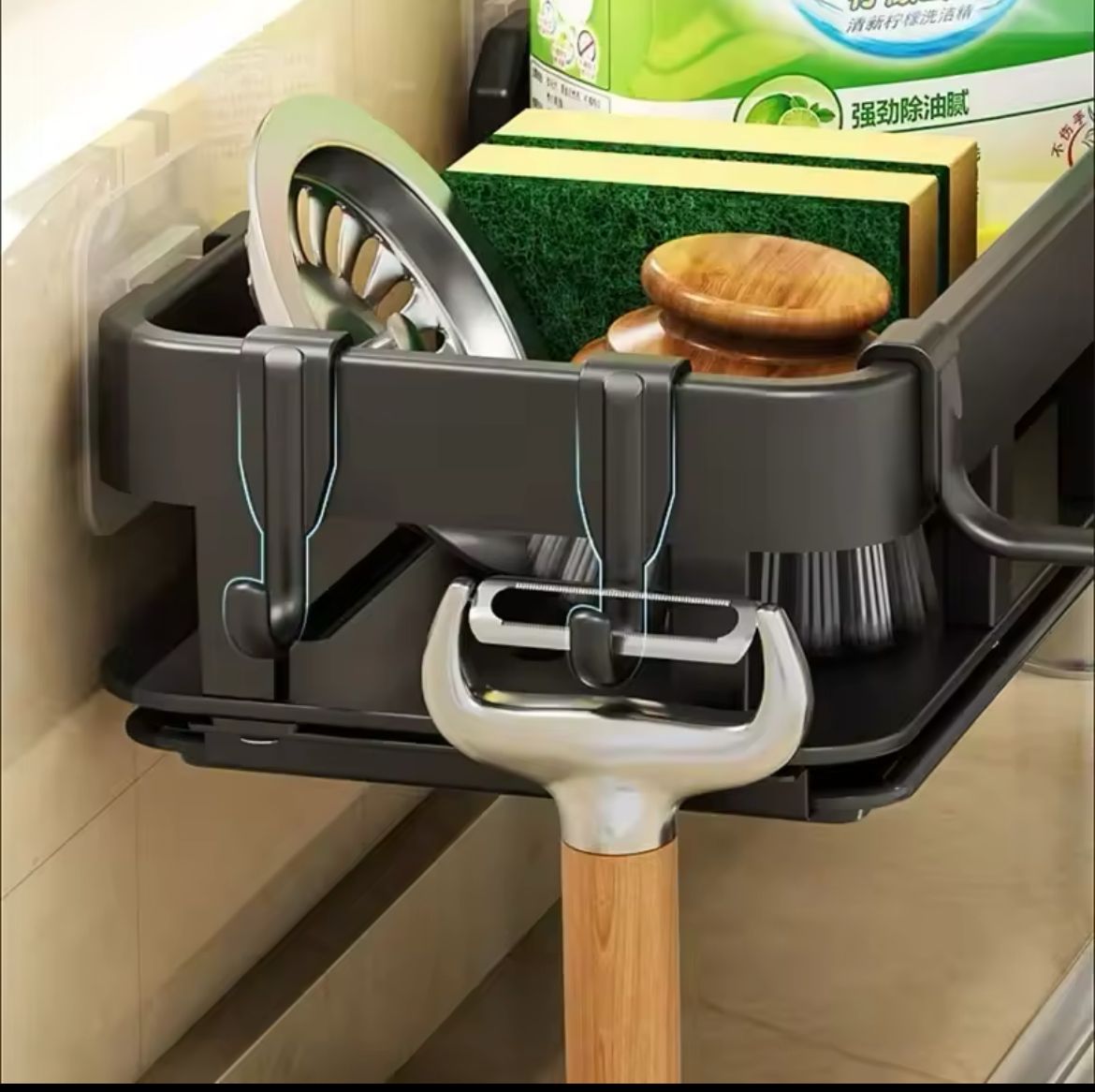 New Style Kitchen Sink Drain Rack Sponge with drain tray and cutlery holder