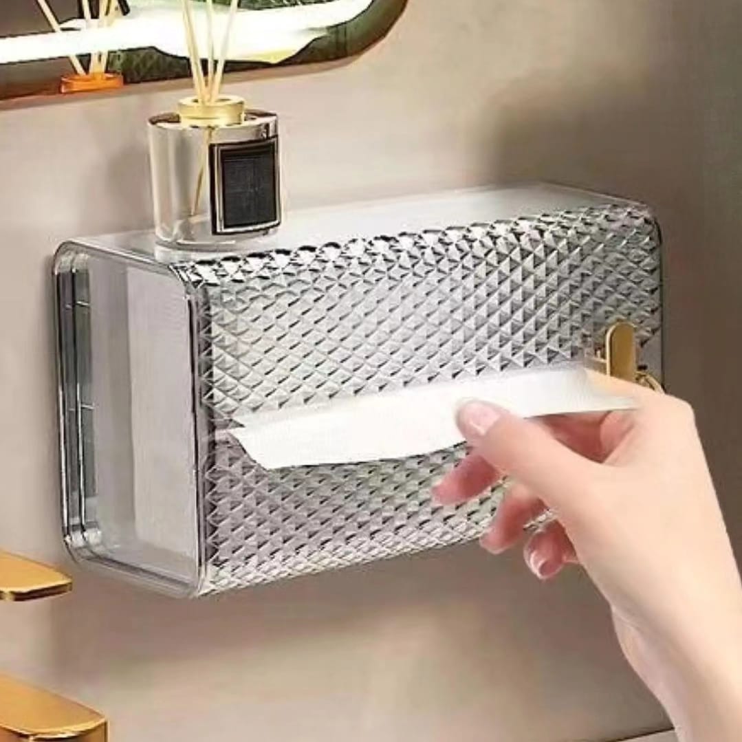 Luxury Diamond Tissue Box Wall-Mounted Acrylic Transparent Tissue Box Table Napkin Holder