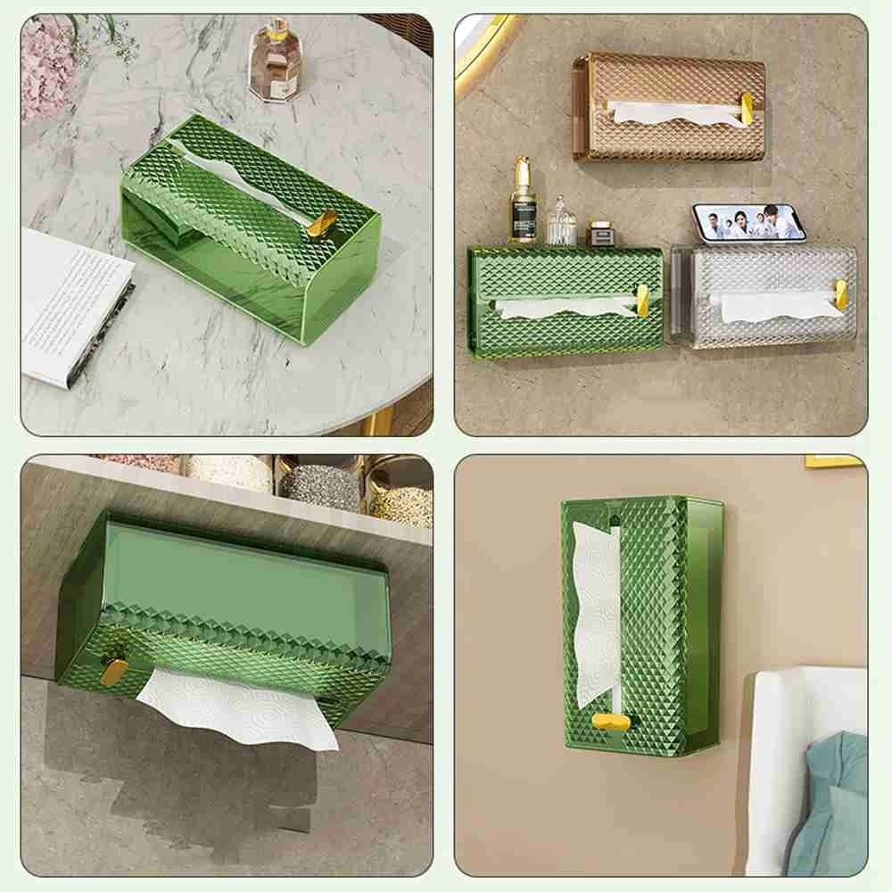 Luxury Diamond Tissue Box Wall-Mounted Acrylic Transparent Tissue Box Table Napkin Holder