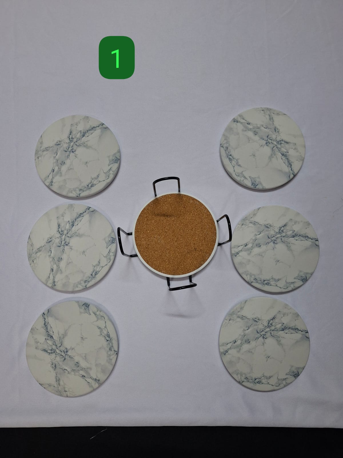 6 Pcs Marble Style Ceramic Coasters