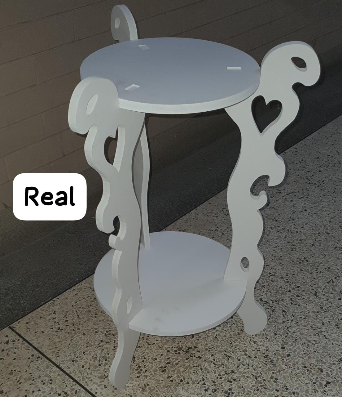 3 legged 2 layer white decor table