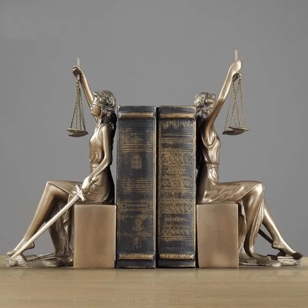 Goddesses Justice Bookends Statues, Greek Lady of Justice Book End, Roman Goddess of Justice Book Stopper Gift for Lawyer Attorney Judge Book Decoration