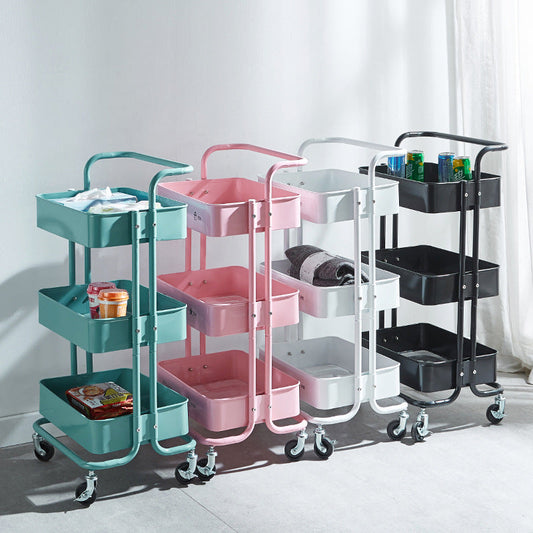 Multi-functional movable trolley storage rack( full metallic)