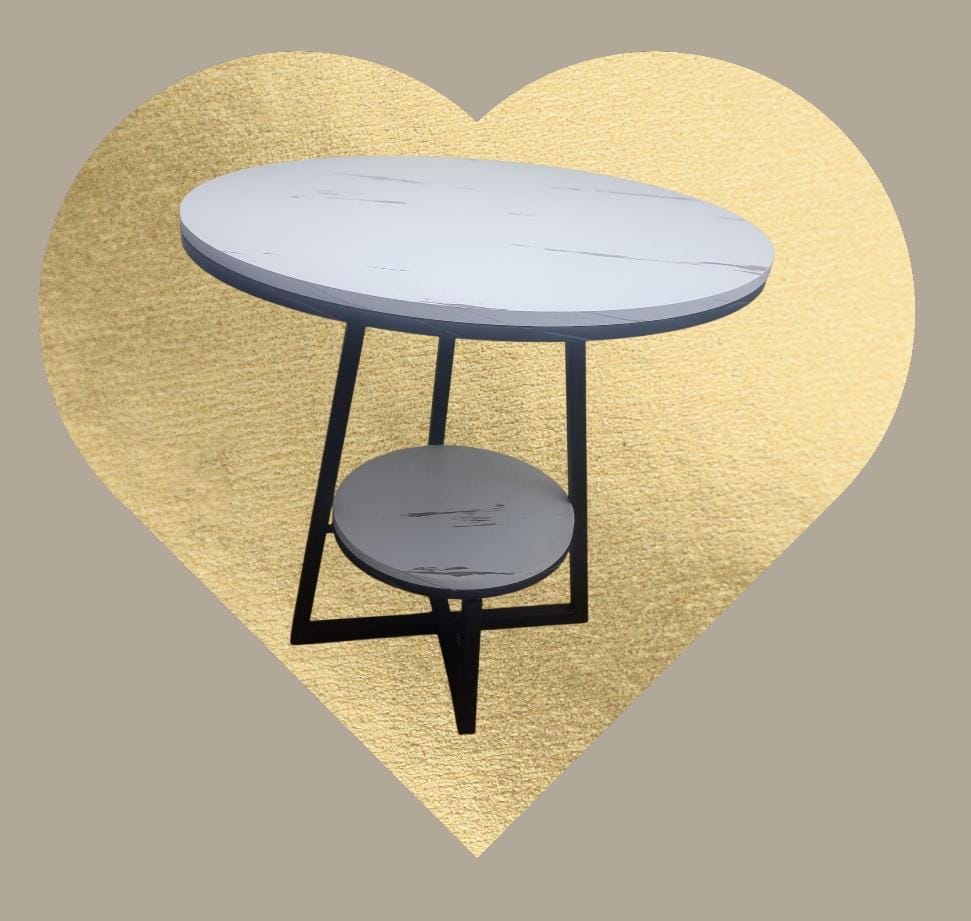 2 layer round 3 legged metal frame table