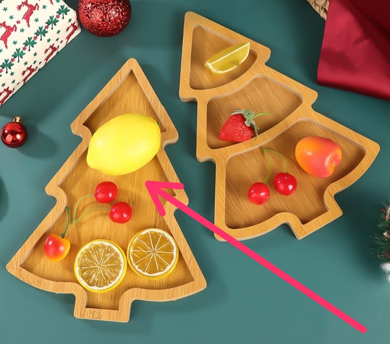 3Pc Wooden Christmas Trays | Christmas Bamboo Dessert board