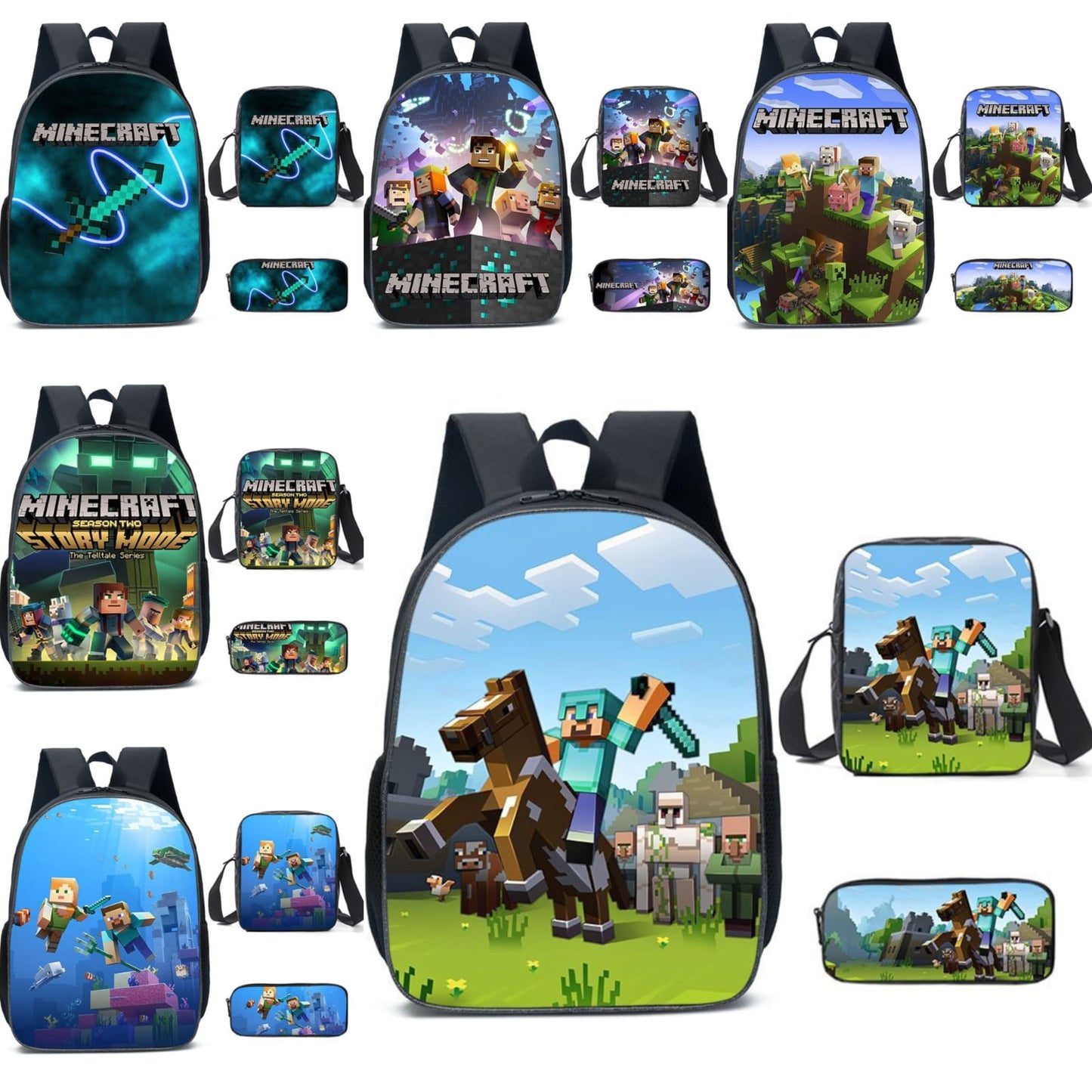 3 in 1 minecraft themed backpack