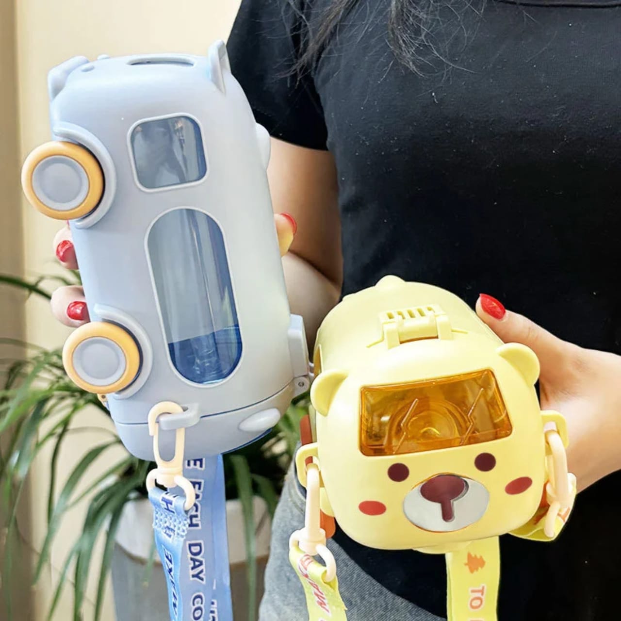 2-in-1 toy bus water bottle for kids