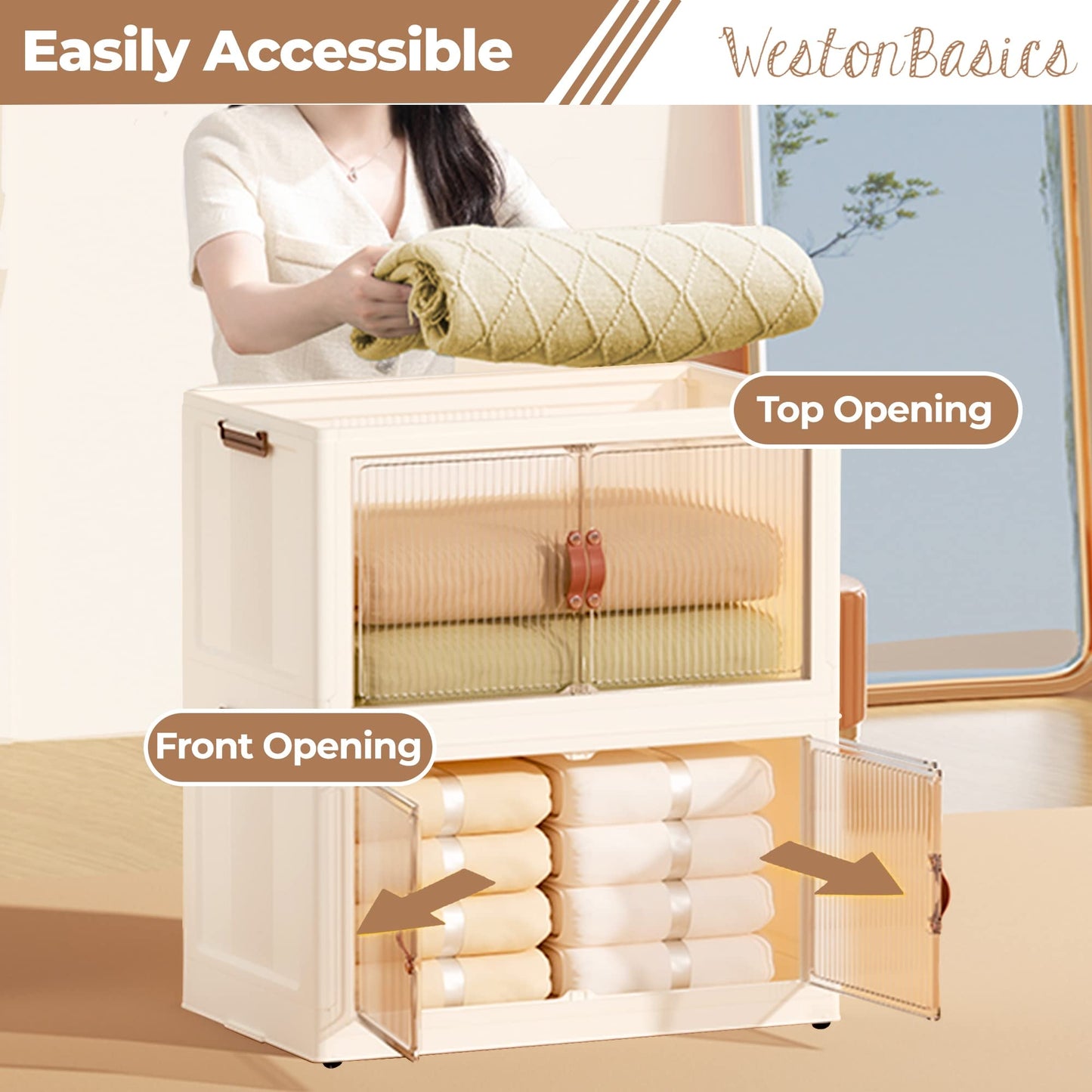 Double layer Foldable, Stackable Nordic Plastic Kitchen Cabinets with wheels, for Home Furniture. Multi-layer Foldable Storage Cabinet Living Room Multifunction Storage Box