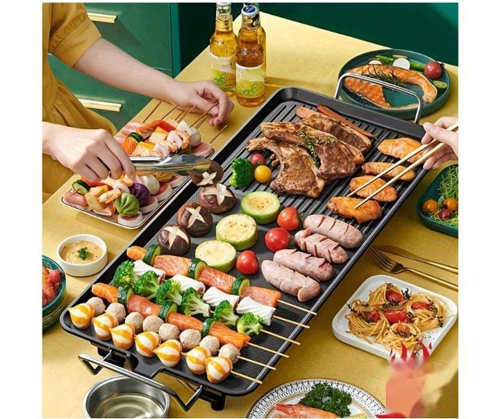 ELECTRIC BBQ GRILL PAN, Baking Grill Tray, Non-Stick Rectangular Multifunctional Household