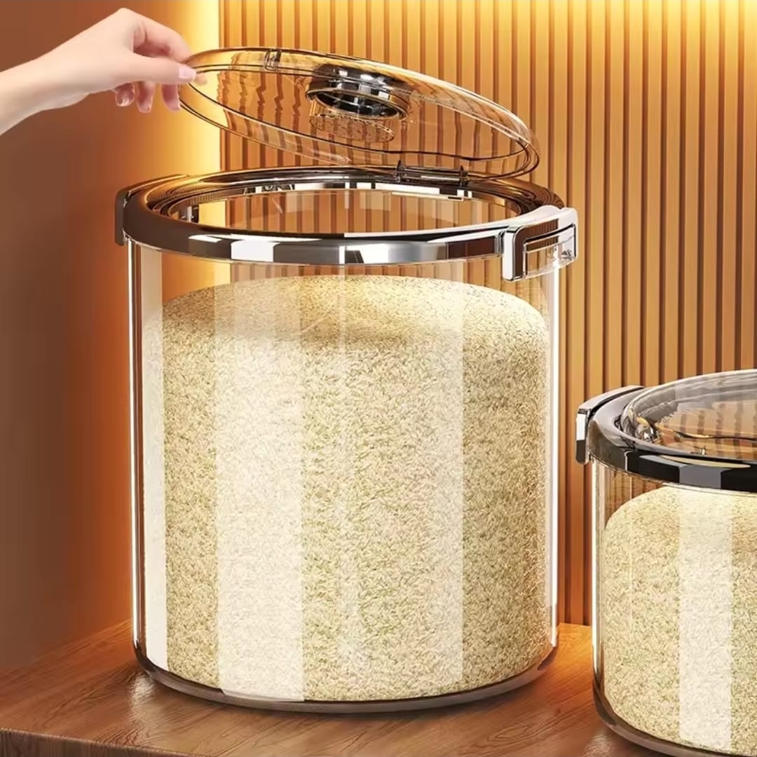 Acrylic Airtight Transparent Rice Bucket with Flip-Top Lid
