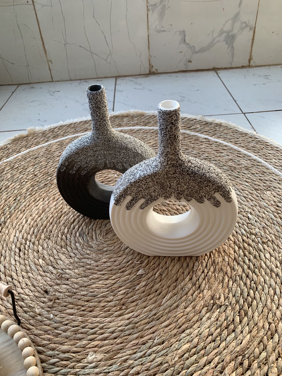 Ceramic Donut Vase, 12 inch Flower Vase for Home Decor