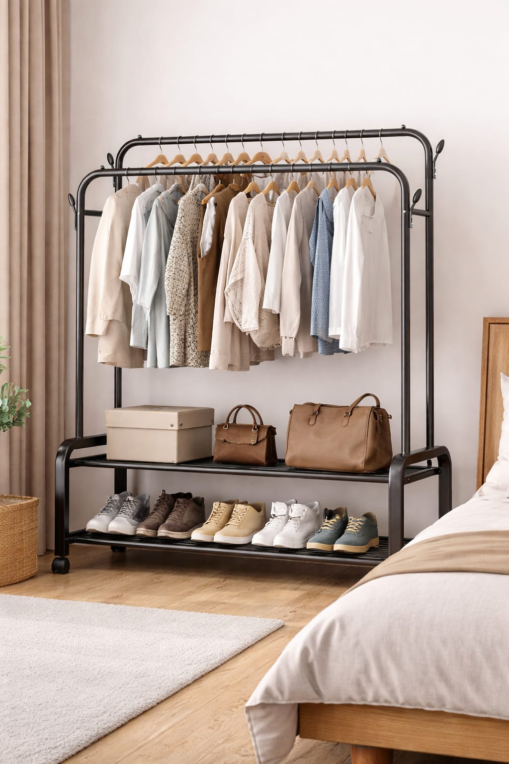 Heavy-Duty Double Rail Clothes Rack