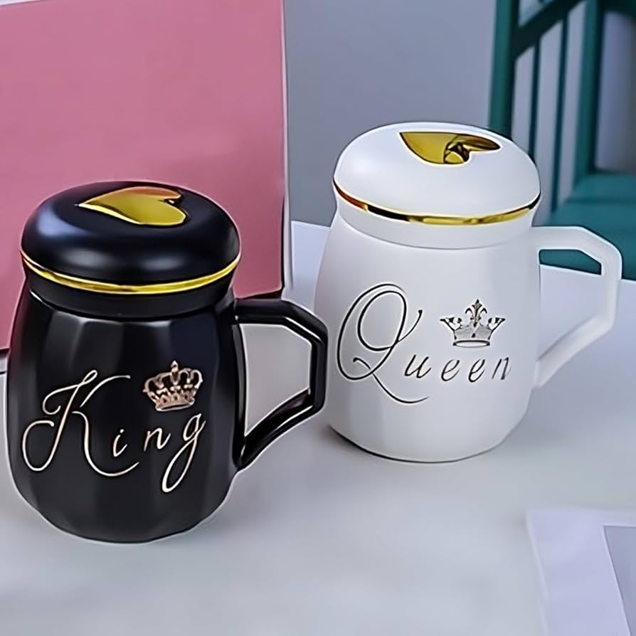 Fancy couple cups branded Mr Mrs King queen