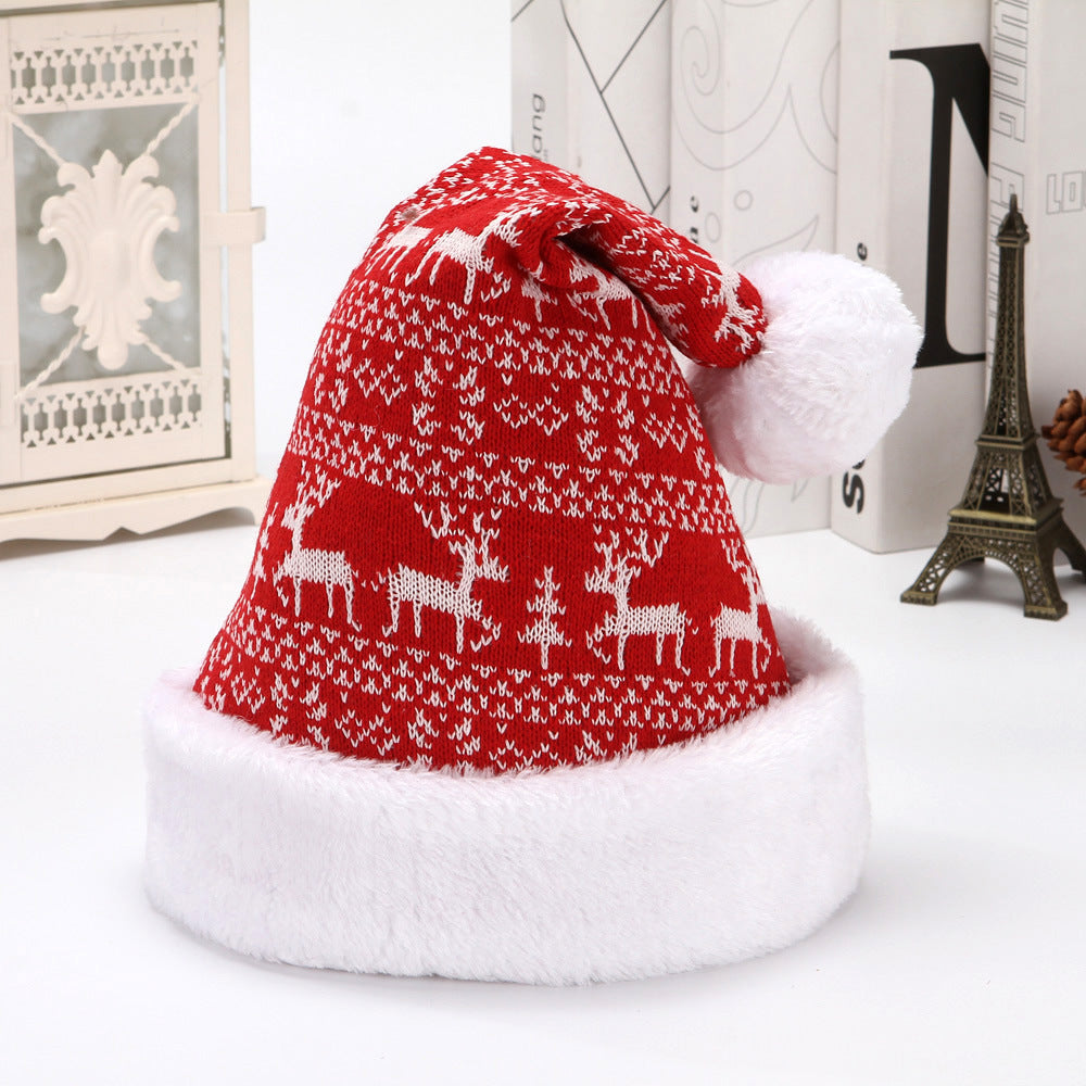 New Deer Knitted Wool Thick Plush Christmas Hat