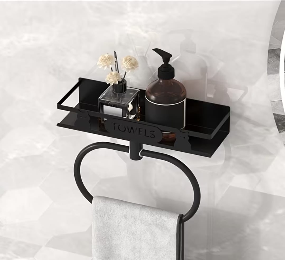 Bathroom Towel Rack with Storage Shelf