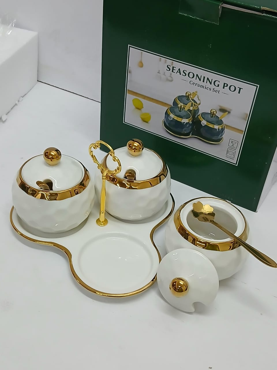 3 in1 sugar canisters with triangle shape stand