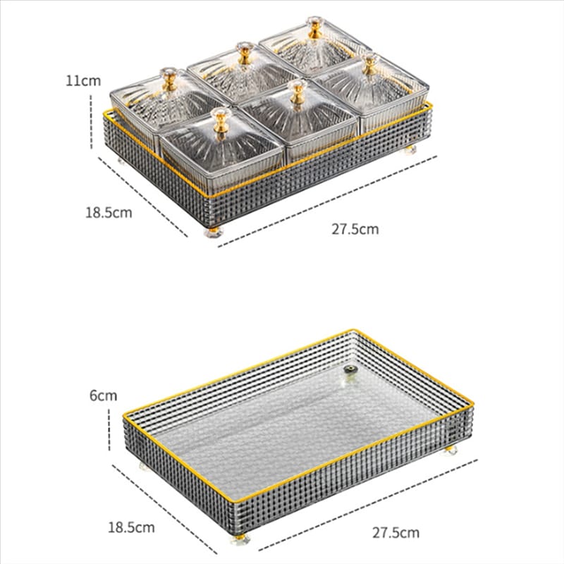 Multipurpose Acrylic Square Candy Serving Plate Bowl Stand with Base Tray