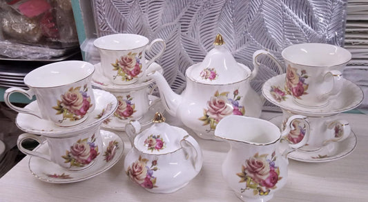 Bone China Pink Flower Tea Set
