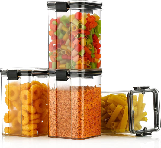 4Pc air tight,smart lock pantry jar set