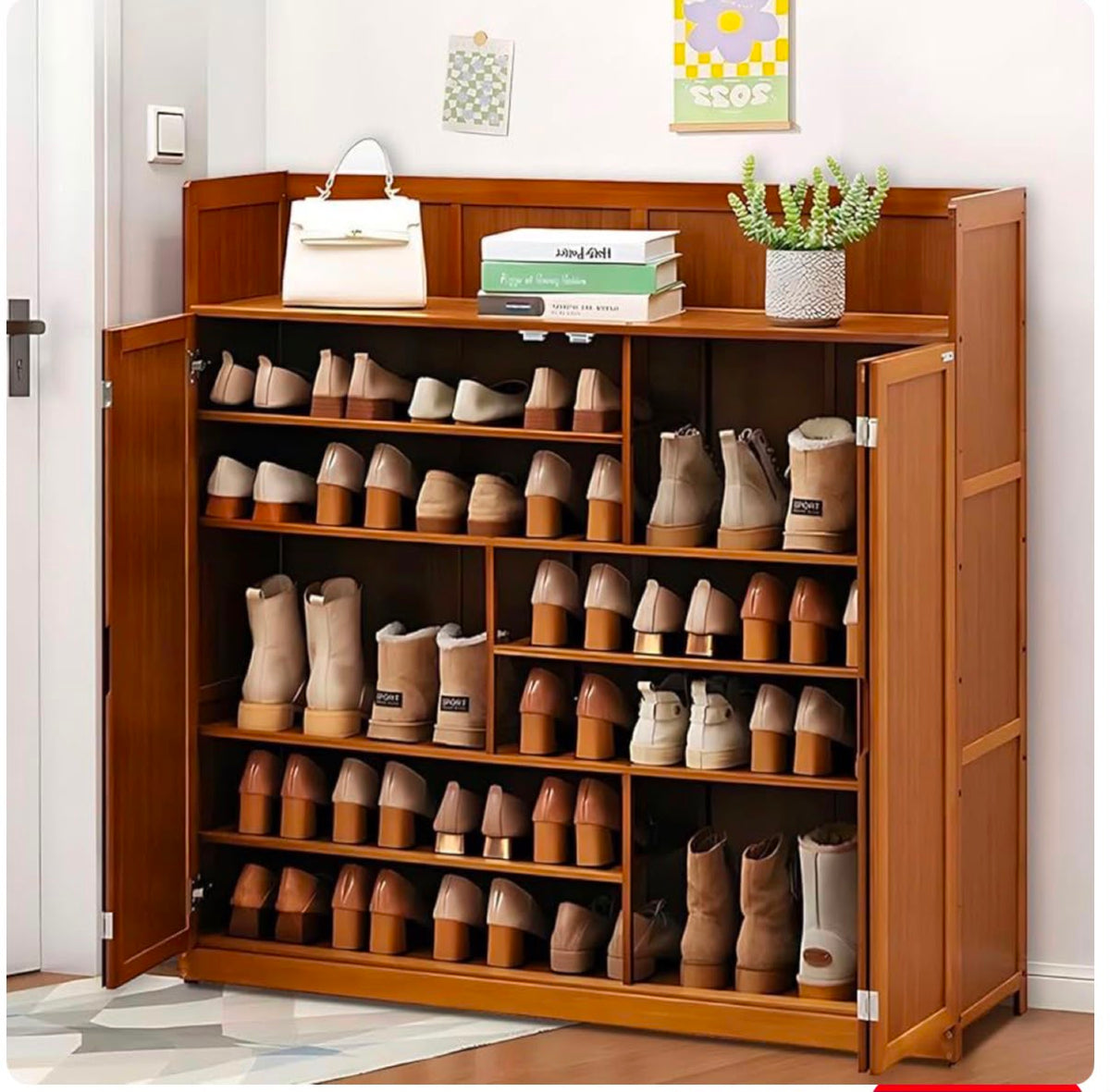 7Layer Varied Shoe Height Bamboo Shoe Cabinet