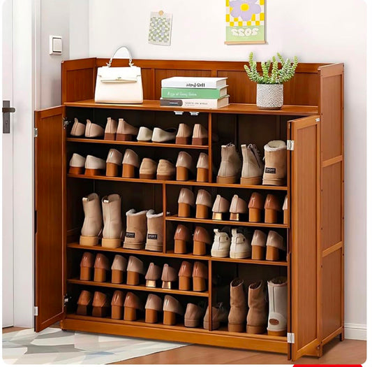 7Layer Varied Shoe Height Bamboo Shoe Cabinet