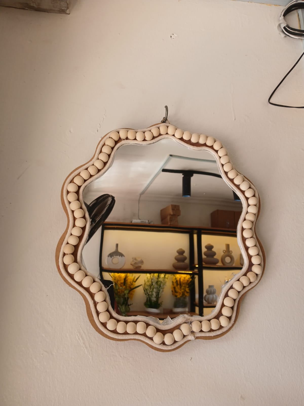 Boho beaded irregular mirror wall decor and tray