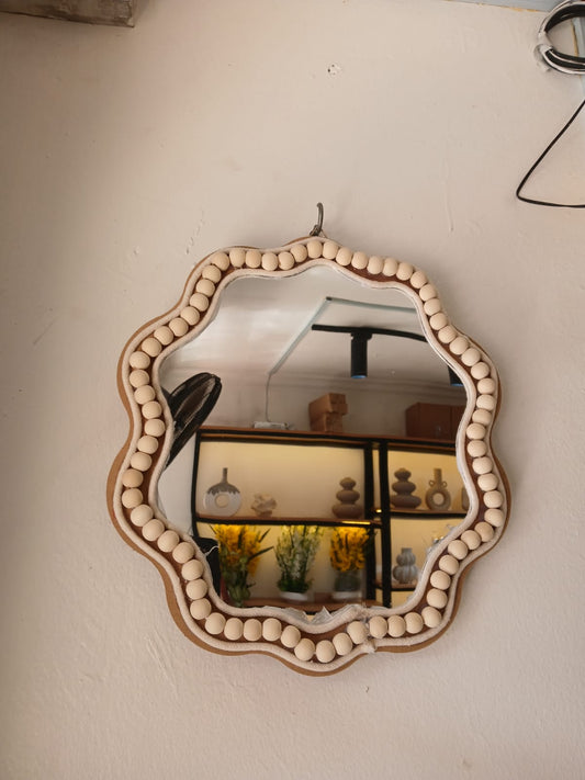 Boho beaded irregular mirror wall decor and tray