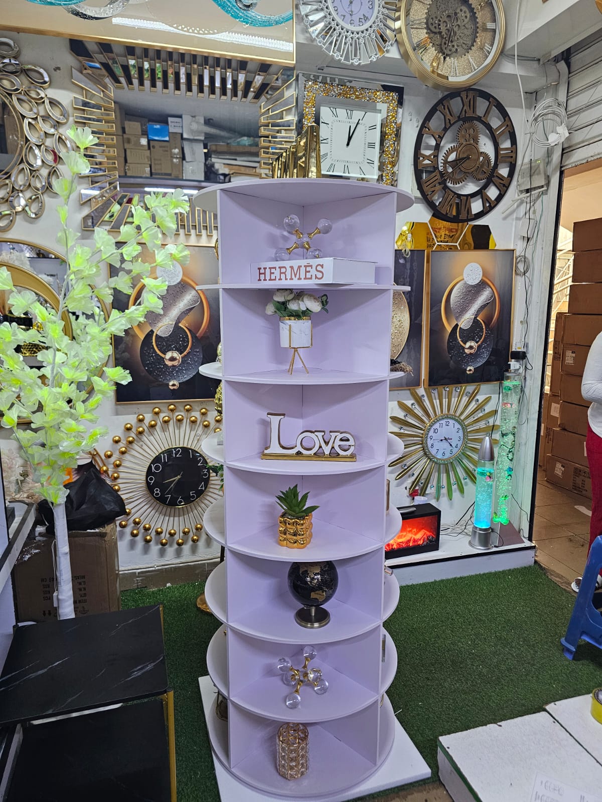 Smart Intelligent Full-Height 360 Degree 7 layer Rotating DIY Wood shoe Rack cabinet ,decor stand,hand bag rack