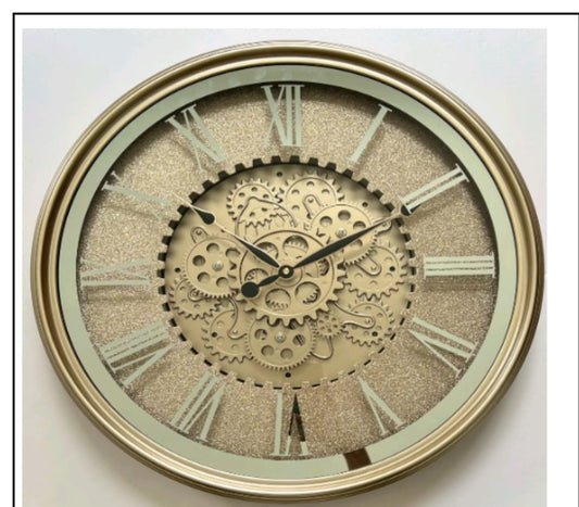 Luxurious Vintage wall clock with rotating gears