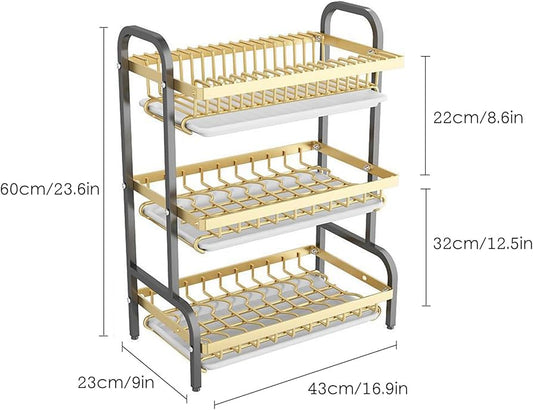 3 tier black n gold dish rack