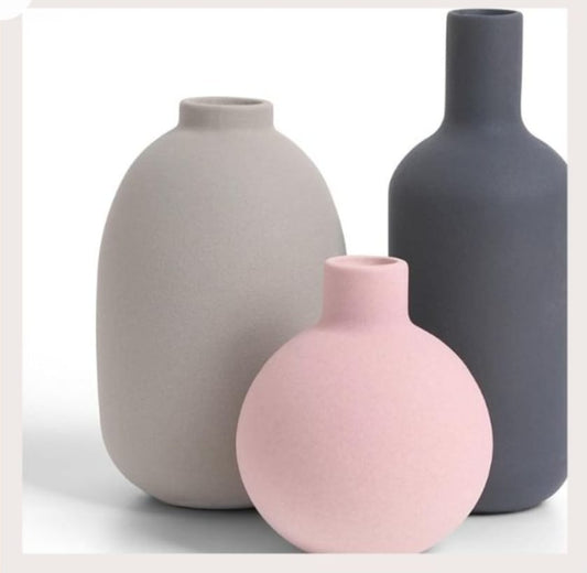Set of 3 simple, elegant design , muted color vases
