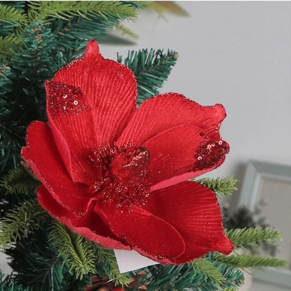 Red Artificial Flowers Champagne Christmas