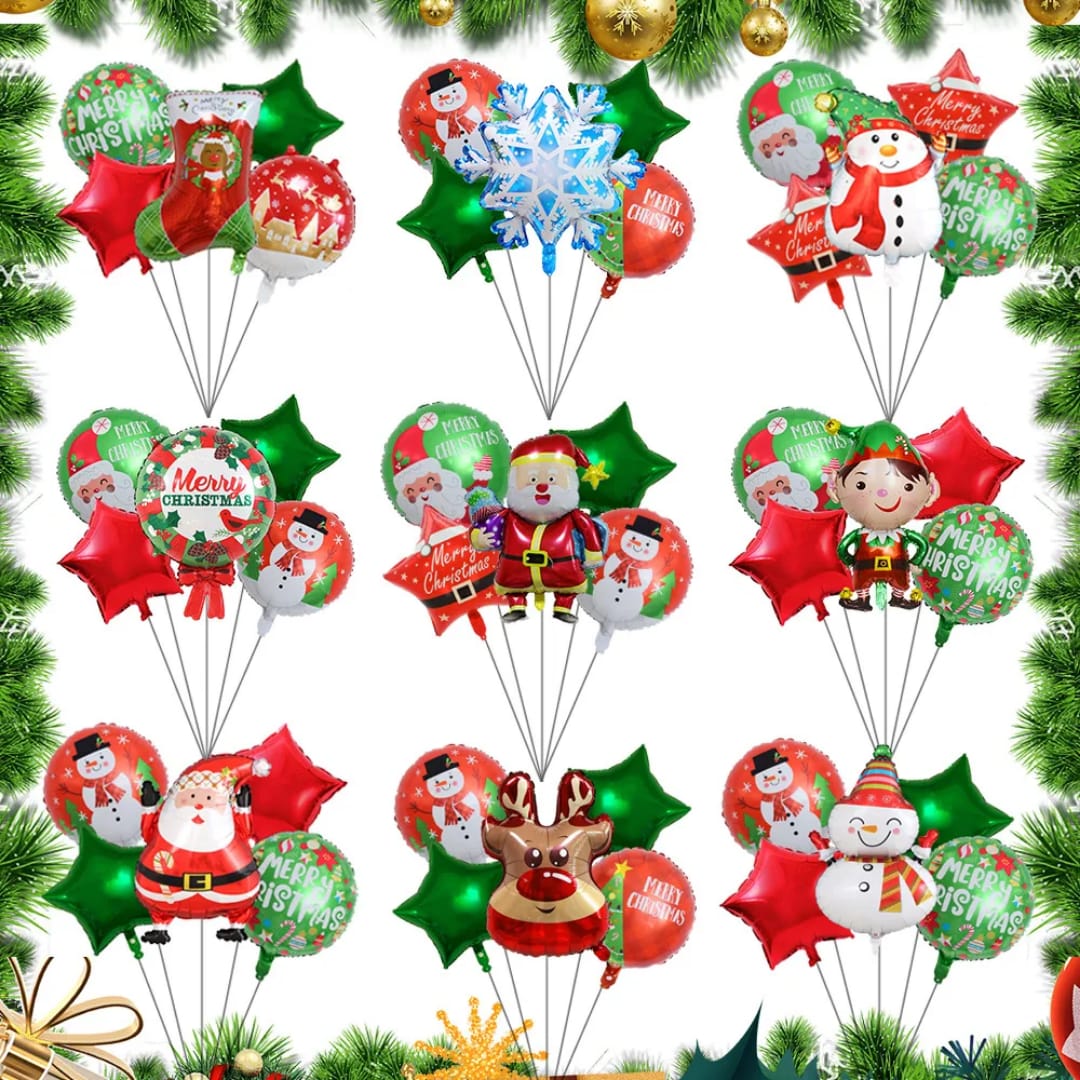 5pc Latex Christmas Balloons Santa Claus Elk Christmas Party Balloons Merry Christmas Home Decorations